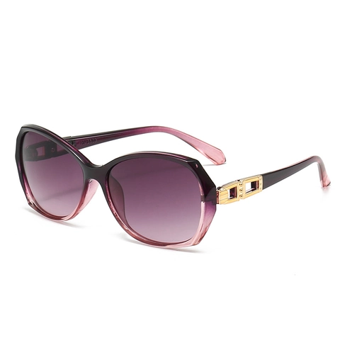 Lunettes De Soleil Oversize Pour Femmes Protection UV400 Verres Dégradés AC Monture PC Avec Décoration Métal Doré