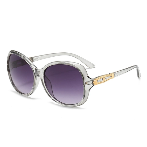 Lunettes De Soleil Surdimensionnées Femmes Mode Monture PC Verres Dégradés AC Branches Métalliques Ajourées Rétro