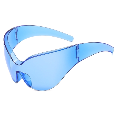 Occhiali Da Sole Shield Futuristici Integrati Sovradimensionati PC Senza Montatura Wrap Around Protezione UV400 Y2K Unisex