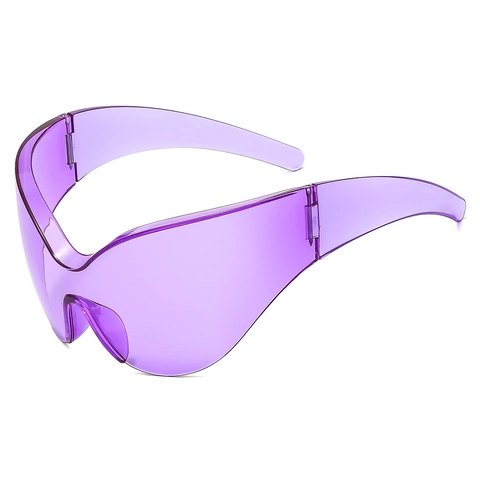 Rimless Monoblock Cat Eye Sunglasses UV400 Oversized Shield PC Fashion Cyberpunk Future Tech For Women Men
