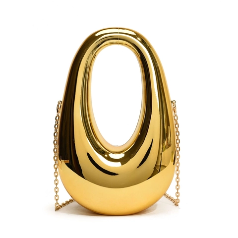 Mirror Oval Hollow Out Acrylic Clutch Bag Metallic Hard Shell Crossbody For Women Party Banquet