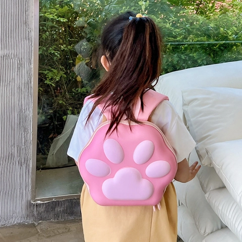 Kids Backpack 3D Cat Paw Shape EVA Hard Shell Toddler Kindergarten School Bag Cute Cartoon Macaron Colors Lightweight