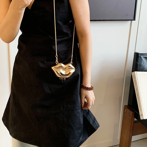 Mini Sac De Soirée En Forme De Star Et De Lèvres Acrylique Miroir Métallique Mode Fête Bandoulière Avec Chaîne