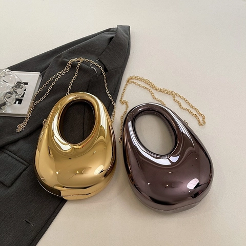 Abendtasche Aus Acryl Mit Spiegelglanz Und Metallkette Für Damen Schicke Party Handtasche