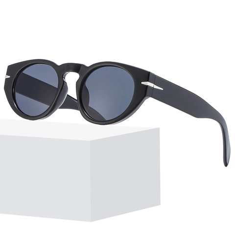 Retro Round Sunglasses PC Frame AC Lens UV400 Protection Silver Arrow Decor Fashion Trendy Unisex Eyewear
