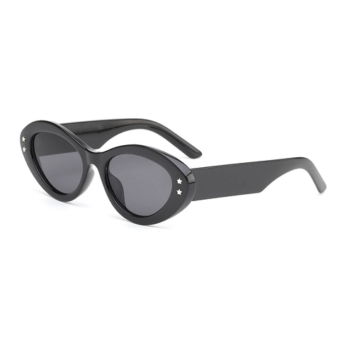 Retro Cat Eye Sunglasses UV400 PC Frame PC Lens With Star Metal Rivets Y2K Trendy Oval Eyewear For Women