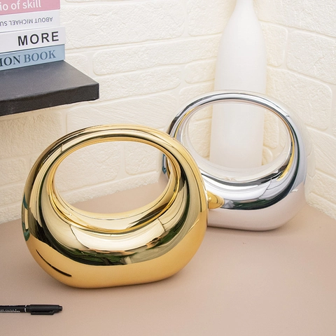 Borsa Da Sera A Mezzaluna In Acrilico Specchio Metallico Con Catena Manico Integrato Borsa A Mano Tracolla Elegante