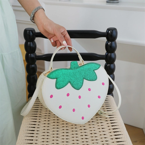 Borsa A Tracolla Alla Moda A Forma Di Fragola Per Donne Ragazze Carina In Pelle PU Con Manico E Tracolla Rimovibile