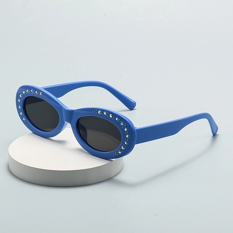 Lunettes De Soleil Ovales Avec Strass Protection UV400 Rétro Y2K Monture PC Verres AC Mode Femme