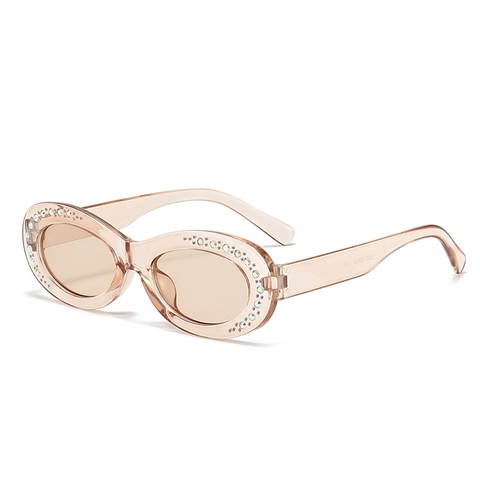 Lunettes De Soleil Ovales Avec Strass Protection UV400 Rétro Y2K Monture PC Verres AC Mode Femme