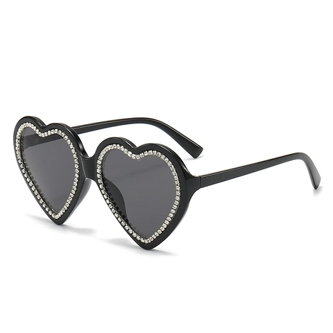 Herzförmige Sonnenbrille 5050 Glitzer Strass PC Rahmen AC Gläser UV400 Schutz Damen Mädchen Party Y2K Trendy Brillen