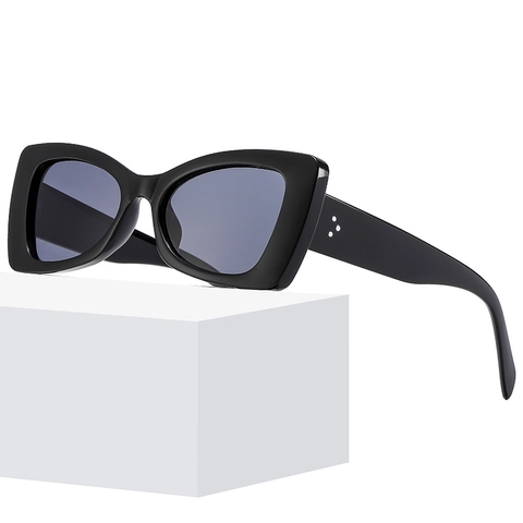 Occhiali Da Sole Retro Cat Eye Protezione UV400 Montatura PC Lente AC Moda Rettangolare Con Dettagli Rivetti