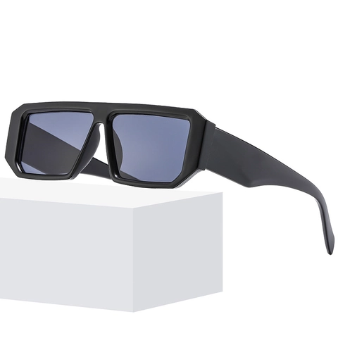 Retro Rectangular Sunglasses Thick Frame PC AC UV400 Protection Punk Style Trendy Eyewear For Men Women