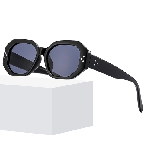 Futuristic Octagon Polygon Sunglasses PC Frame AC Lens Metal Rivet UV400 Protection Cyberpunk Streetwear Retro Neutral