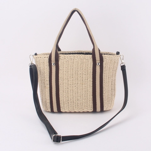 Gewebte Stroh Schulter Crossbody Tasche Sommer Strand Handtasche Verstellbarer Gurt Kordelzug Futter Mode Für Frauen