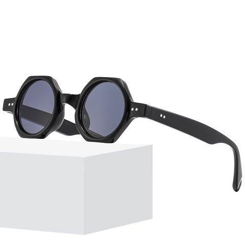 Occhiali Da Sole Esagonali Tondi Anti Luce Blu Protezione UV400 Retrò Montatura PC Borchie Unisex