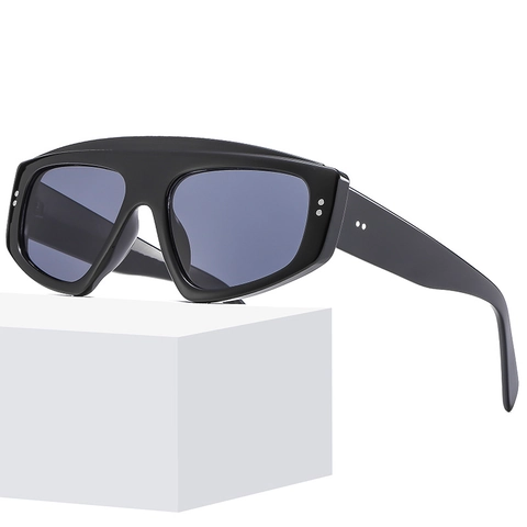 Gafas De Sol Vintage Flat Top Cat Eye Protección UV400 Montura PC Lente AC Oversized Remache Streetwear Unisex