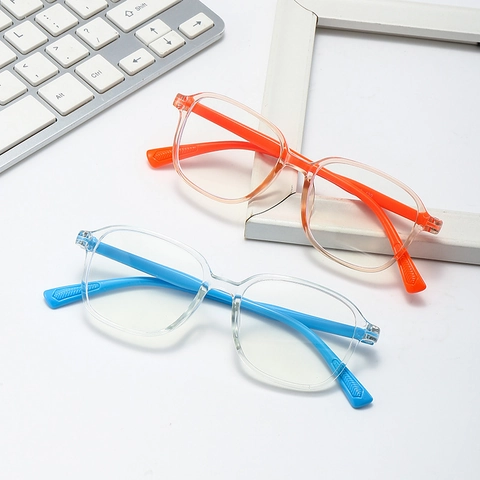 Occhiali Da Bambino Anti Luce Blu Montatura Quadrata PC Silicone Flessibile Protezione Oculare Computer Ragazzi Ragazze
