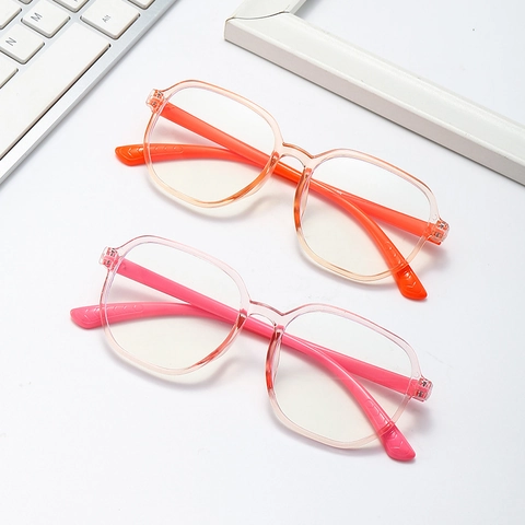 Kids Anti Blue Light Glasses Square Large Frame Retro Transparent PC Eyewear For Teens Students Eye Protection