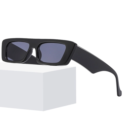 Retro Rectangle Sunglasses PC Frame AC Lens UV400 Protection Wide Temples Outdoor Fashion Eyewear For Women Men
