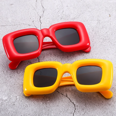 Chunky Square Sunglasses Funny Inflated Thick Frame UV400 Protection PC Plastic Party Photo Props Retro Y2K Style