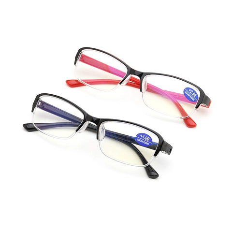 Business Half Frame Reading Glasses Blue Light Blocking Rectangular PC Frame Stylish Computer Eyeglasses For Seniors