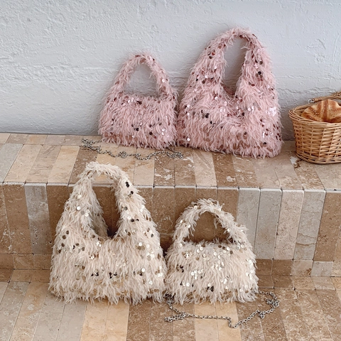 Bolso De Hombro Para Mujer Con Lentejuelas Y Piel Sintética Bolso De Cubo Elegante Con Cadena Metálica Para Fiesta