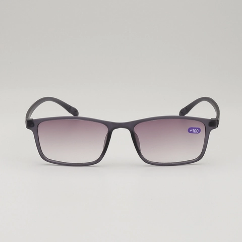 Square Outdoor Reading Sunglasses For Seniors PC Frame Resin Purple Gradient Lenses HD Vision UV Protection Lightweight