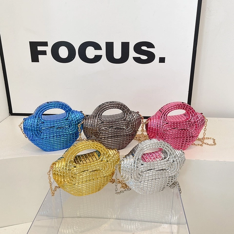 Mini Borsa A Tracolla In Acrilico Intrecciato Borsa A Mano Metallica Con Tracolla A Catena Accessorio Da Festa Per Donne