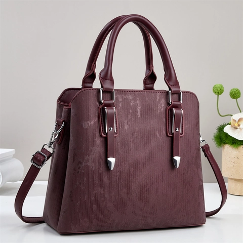 Sac À Main Épaule Femme Cuir PU Texturé Sac Bandoulière Grande Capacité Bandoulière Réglable Style Urbain Simple