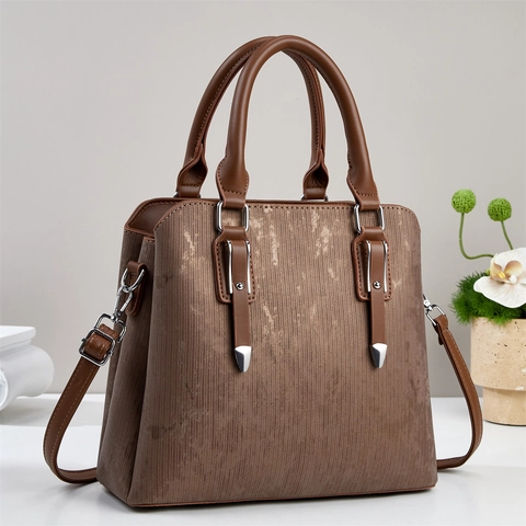 Sac À Main Épaule Femme Cuir PU Texturé Sac Bandoulière Grande Capacité Bandoulière Réglable Style Urbain Simple