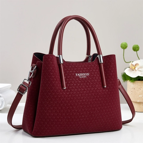 Modische Damen Handtasche PU Leder Webmuster Schultertasche Tragegriff Pendeln Elegant Crossbody Stilvolle Tasche