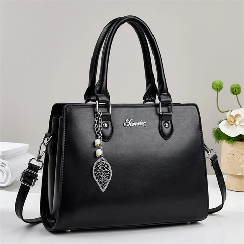 Borsa A Spalla Da Donna In Pelle PU Grande Capacità Con Pendente A Foglia E Perla Artificial Elegante Borsa Tracolla Quotidiana