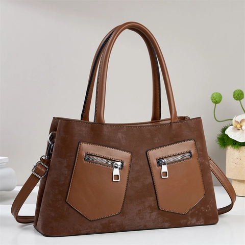 Borse A Mano Retro In Pelle PU Da Donna Texture Scamosciata Borse A Tracolla Con Manico Superiore E Tasche Multiple