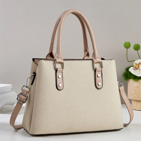 Retro PU Leather Handbag For Women Elegant Commuter Shoulder Bag With Adjustable Strap Solid Color Rivet Decor