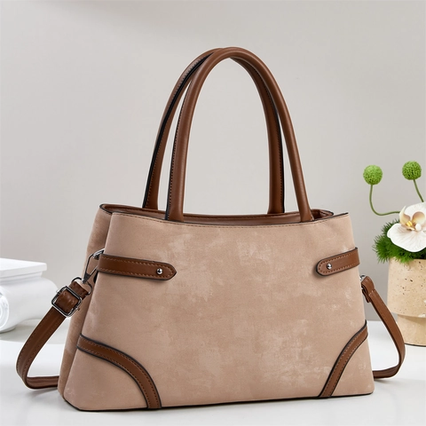 Bolso De Mano Retro De Cuero PU Mate Bolso Tote De Gran Capacidad Con Correa Desmontable Color En Contraste Decoración De Remaches Mujer Vintage