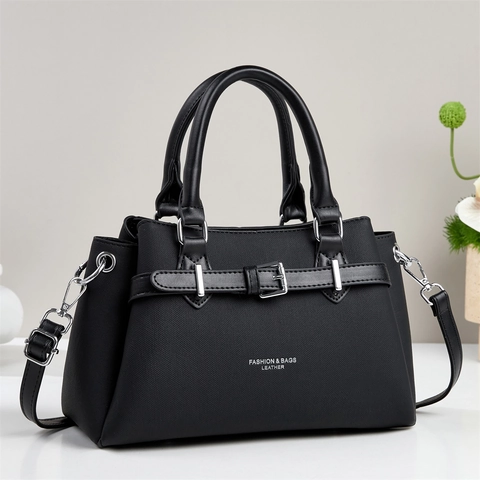 Borsa a Mano da Donna in Pelle PU Strutturata Moda Tinta Unita Borsa con Manico Superiore Tracolla Versatile Elegante Borsa Tote