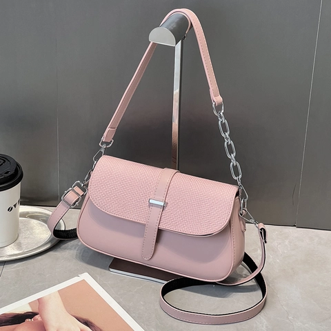 Women Shoulder Bag PU Leather Woven Patchwork Crossbody Purse Flap Silver Chain Strap Casual Daily Commute Square