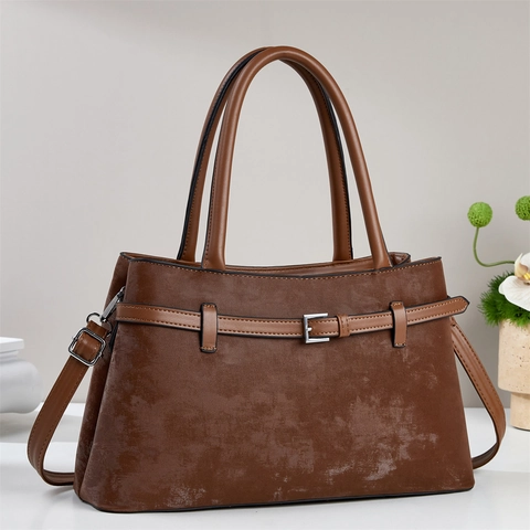 Women's Tote Bag Vintage Sanded PU Leather Top Handle Shoulder Crossbody Handbag With Adjustable Strap For Daily Use