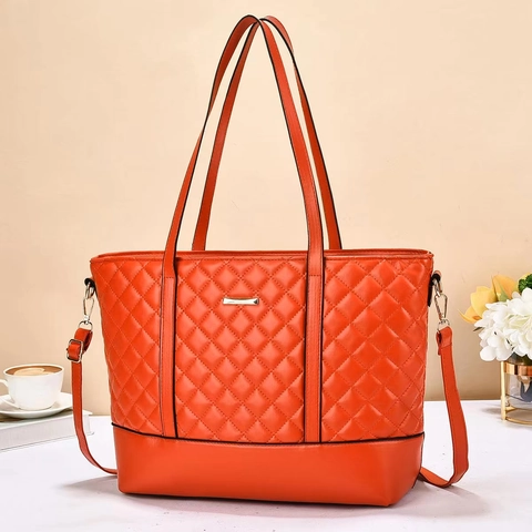 Bolso Tote Acolchado de Moda para Mujer Patrón de Rombos de Cuero PU Bolso de Mano de Gran Capacidad con Correa Ajustable