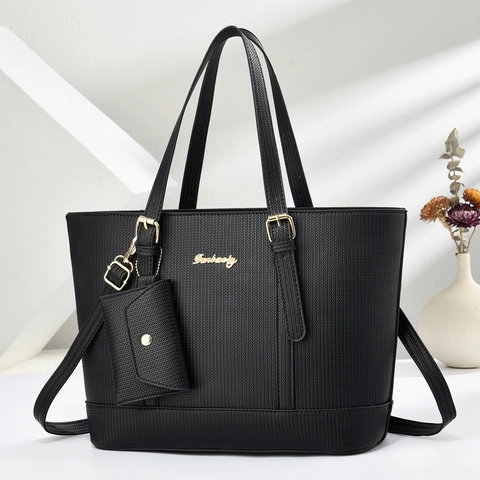 Borsa Tote Da Donna E Pochette Pelle PU Trama A Spina Di Pesce Grande Capacità Cerniera Borsa A Spalla Elegante