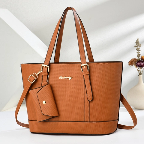 Borsa Tote Da Donna E Pochette Pelle PU Trama A Spina Di Pesce Grande Capacità Cerniera Borsa A Spalla Elegante