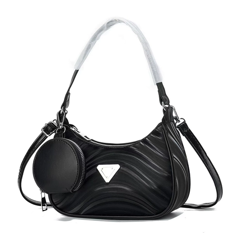 Bolso Hobo De Cuero PU Textura Ondulada Con Monedero Redondo Correa Ajustable Moda Chic Bolso De Hombro Para Mujer