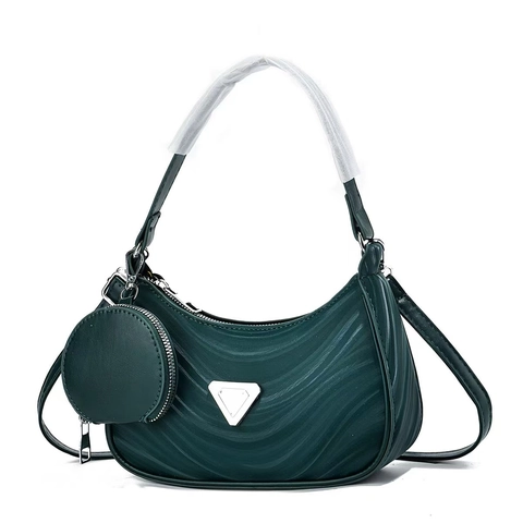 Bolso Hobo De Cuero PU Textura Ondulada Con Monedero Redondo Correa Ajustable Moda Chic Bolso De Hombro Para Mujer