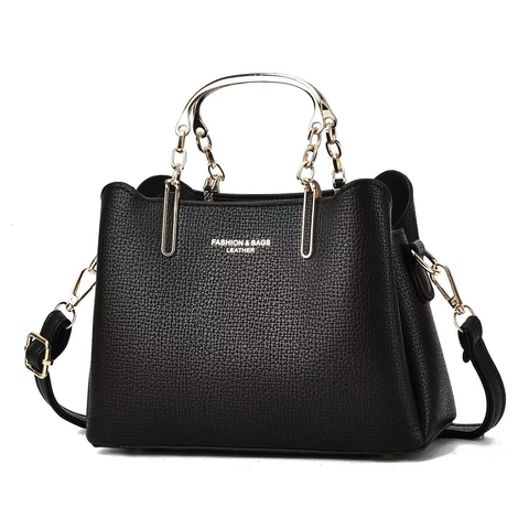 Bolso De Mano Mujer Cuero PU Patrón Lichi Asa Metal Dorado Correa Hombro Desmontable Bolso Bandolera Moda
