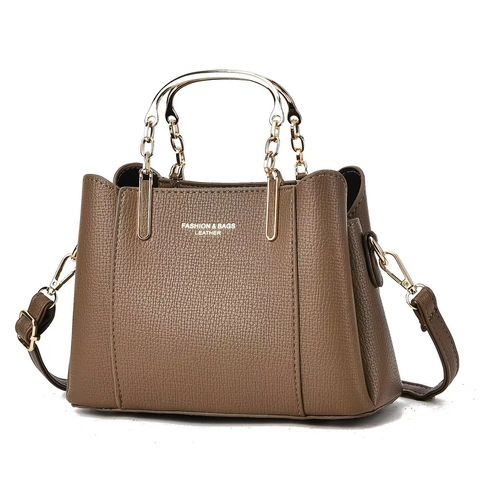 Bolso De Mano Mujer Cuero PU Textura Lichi Asa De Metal Dorado Correa Ajustable Moda Bolso De Hombro