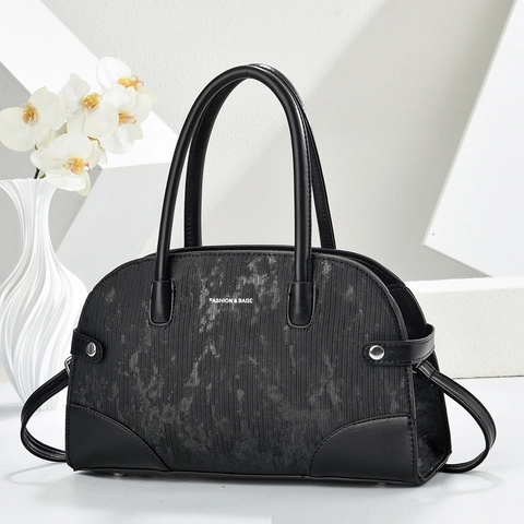 Retro Women PU Leather Top Handle Bag Contrast Color Vertical Stripes Fashion Casual Handbag With Adjustable Strap