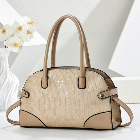 Retro Women PU Leather Top Handle Bag Contrast Color Vertical Stripes Fashion Casual Handbag With Adjustable Strap