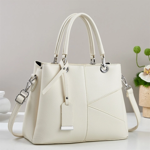 Sac À Main Femme Élégant Motif Lychee Cuir PU Grande Capacité Sac À Bandoulière Avec Poignée Pour Bureau Quotidien