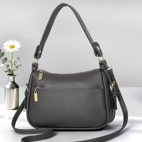 Sac À Bandoulière Pour Femmes En Cuir PU Avec Texture Litchi Grande Capacité Sac À Main Décontracté Pour Les Trajets Quotidiens Sacoche